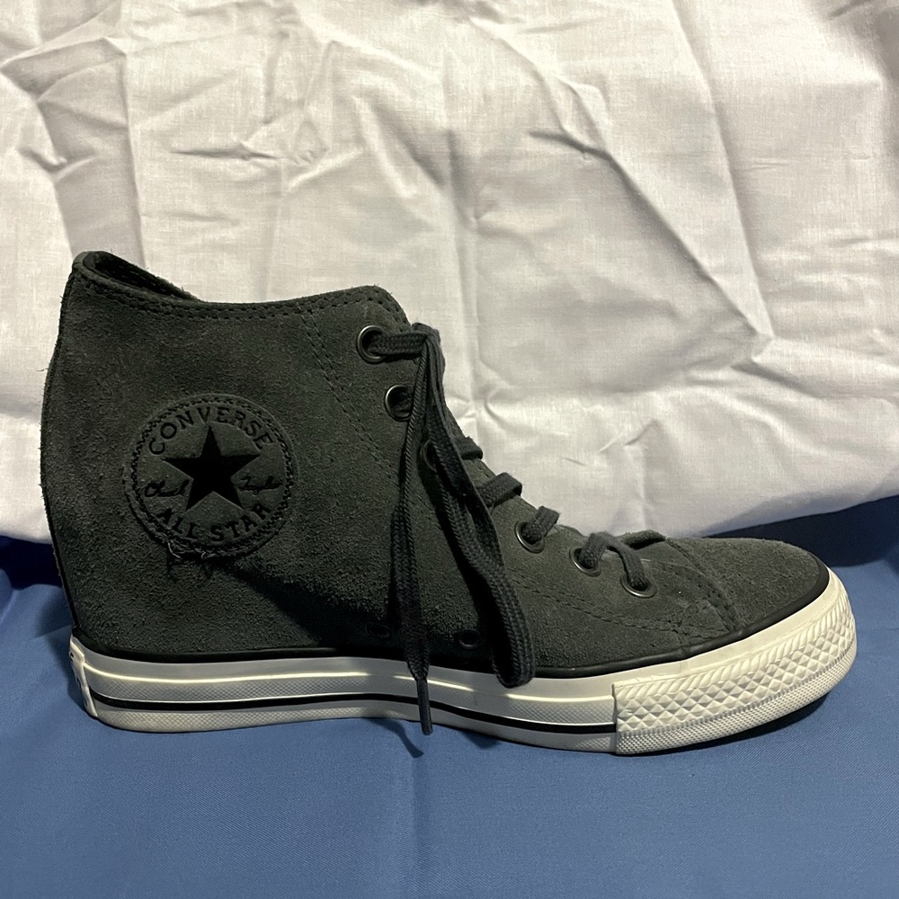 Converse - CT Lux Mid Top with Wedge - Charcoal Gray Suede Leather - Women US 8